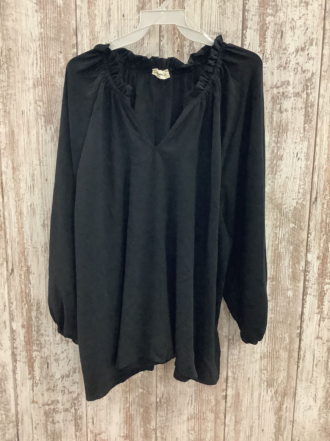 Blouse with 3/4 Sleeves &amp; Ruffled Collar Plus Size