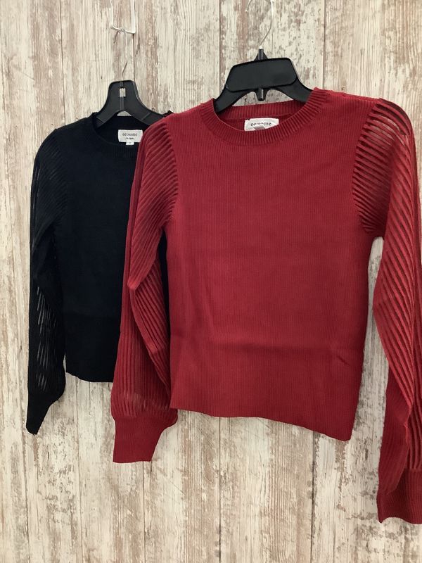 Sheer Ribbed Long Sleeve Sweater Top