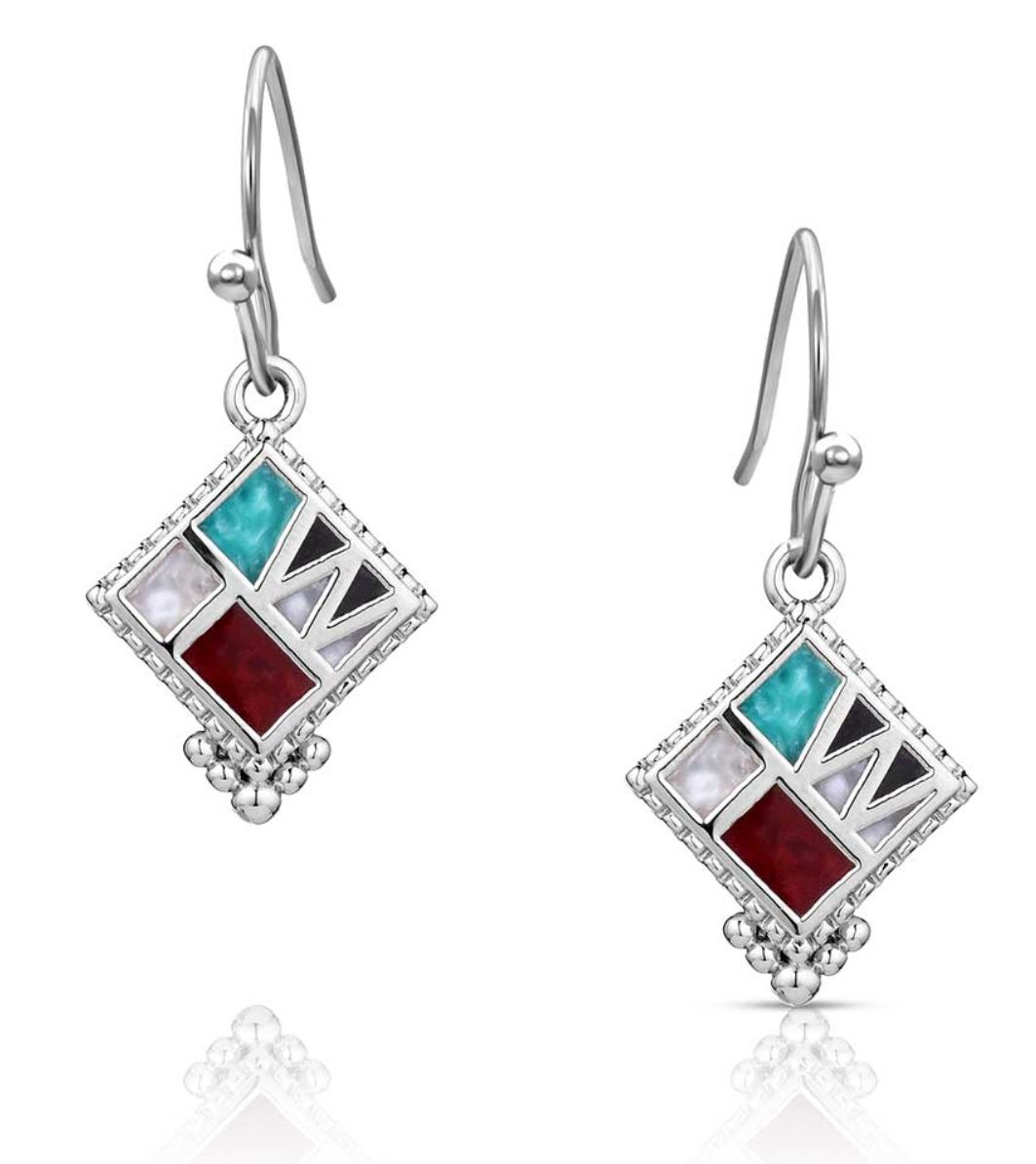 Four Corner Mosaic Earrings- MS