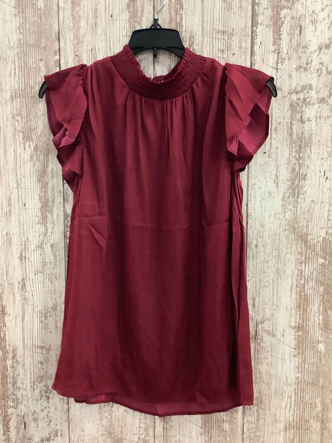 Blouse with Mock Neckline &amp; Short Ruffle Sleeve