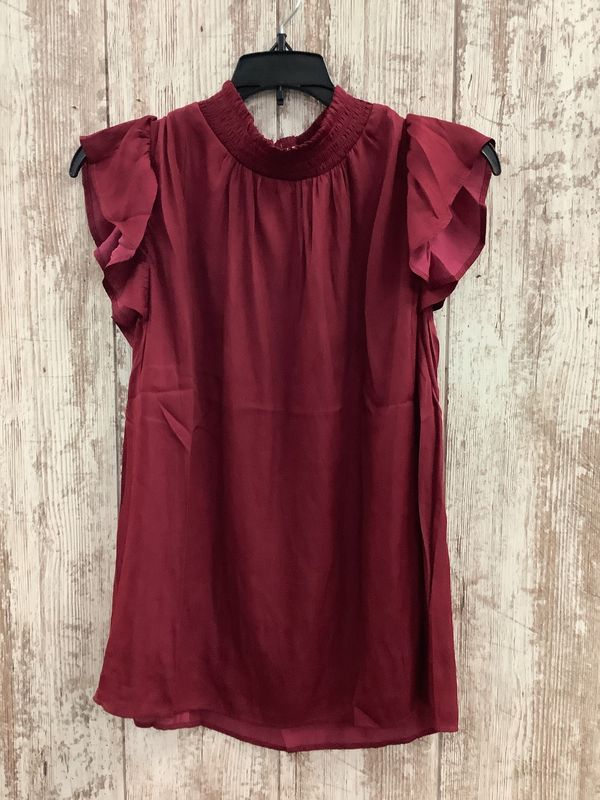 Blouse with Mock Neckline &amp; Short Ruffle Sleeve