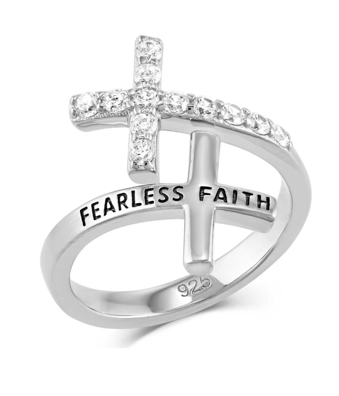 Fearless Faith Crystal Cross Ring