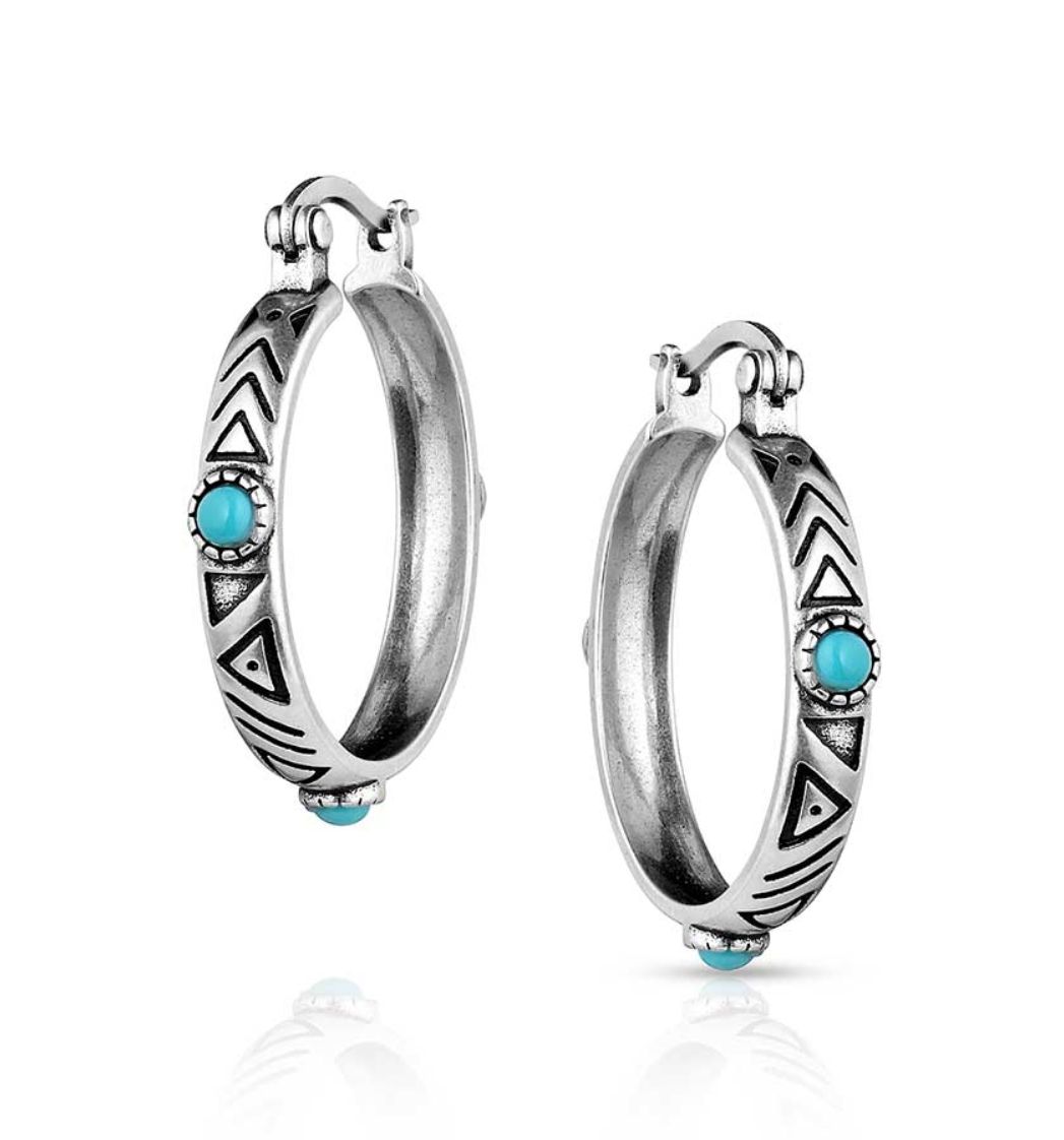 Uncovered Beauty Turquoise Hoop Earrings - MS