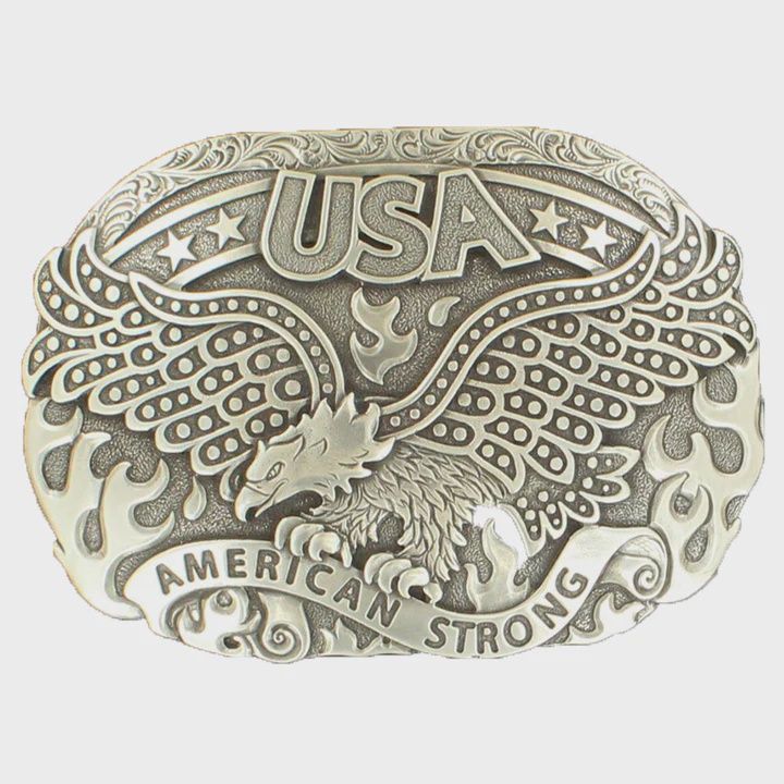 Nocona Silver Eagle USA Belt Buckle