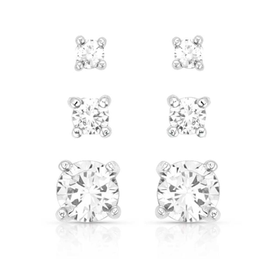 Shine Bright Triple Crystal Post Earring Set- MS