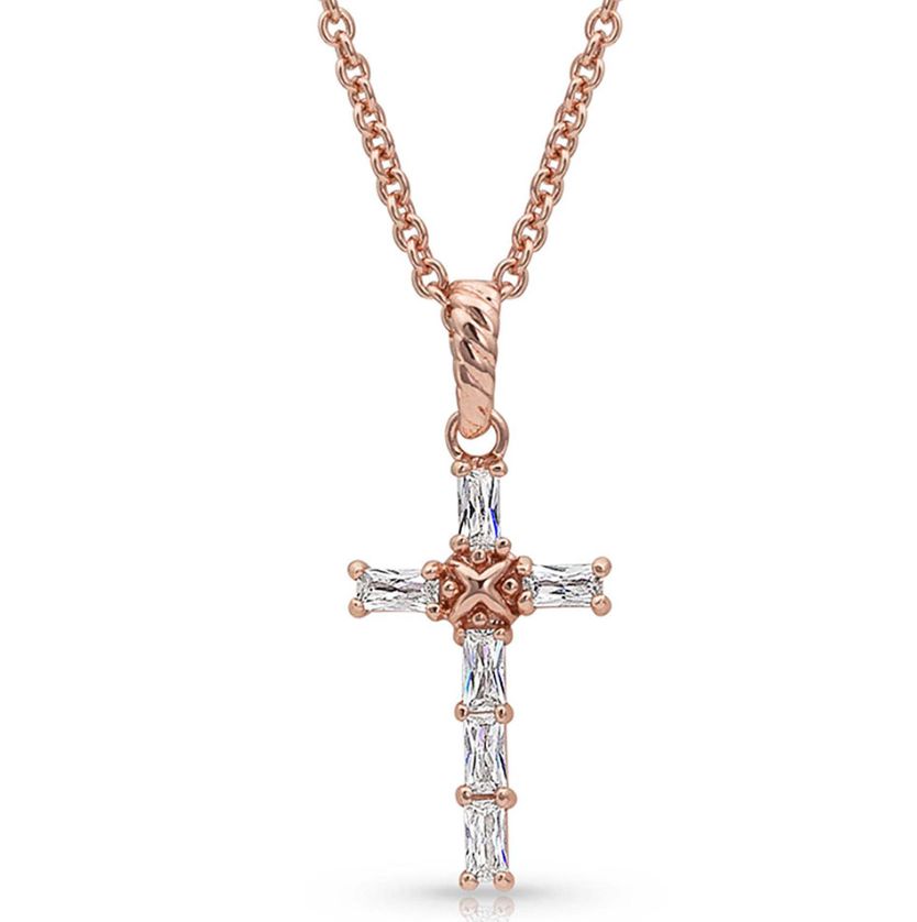 Entwined Rose Gold Brilliant Cross Necklace- MS
