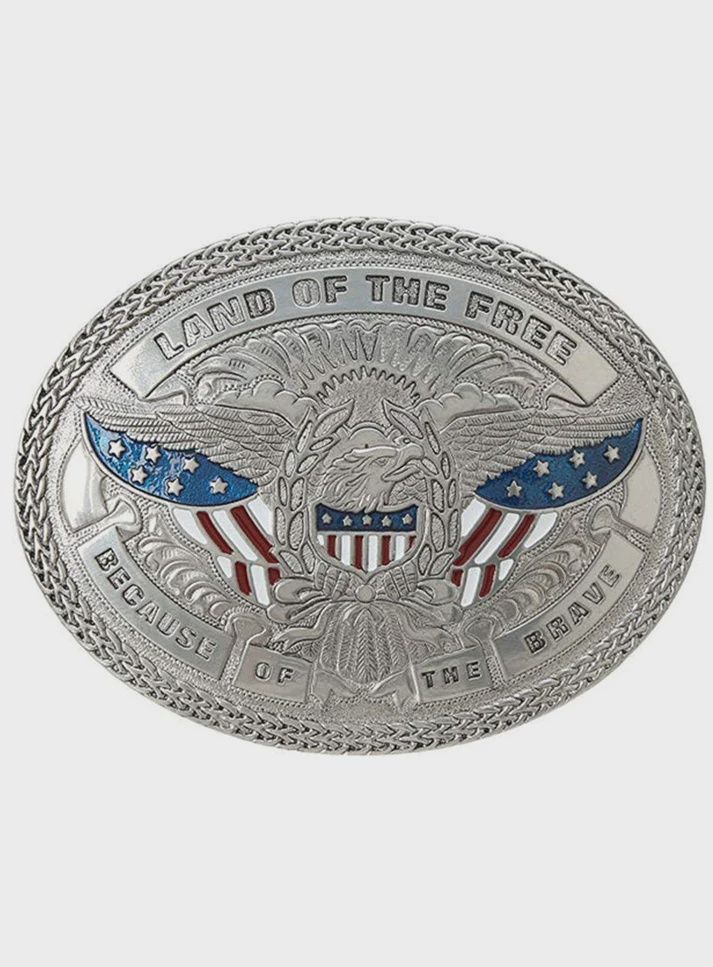 Nocona Oval Land Of The Free Belt Buckle