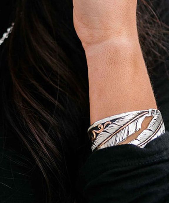 Wind Dancer Pierced Feather Cuff Bracelet- MS