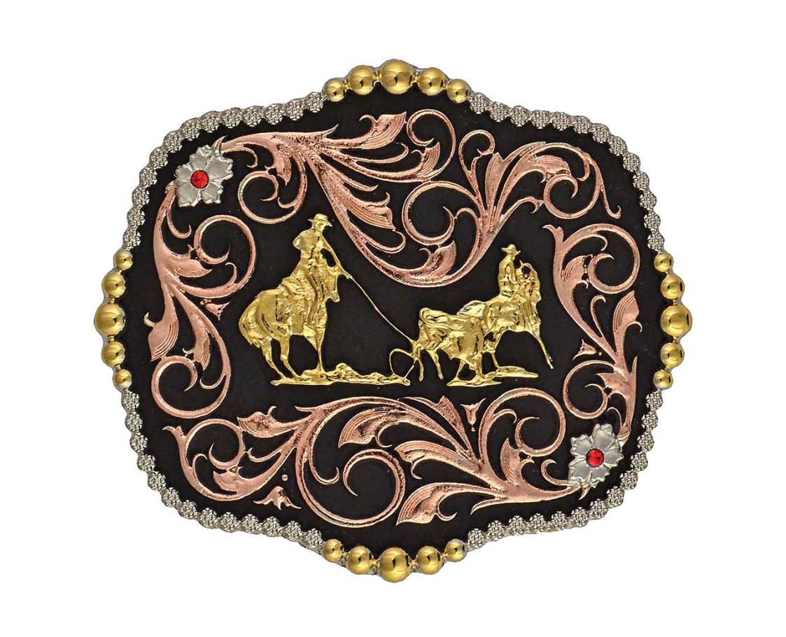 Tri-Color Team Ropers Traditional Attitude Buckle- MS