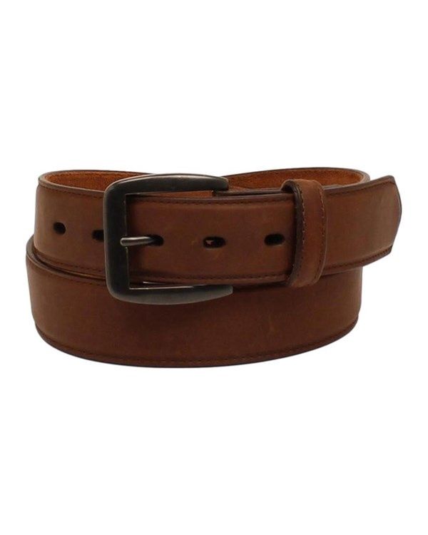 3D Men&#39;s Antique Silver Buckle Brown Leather Belt