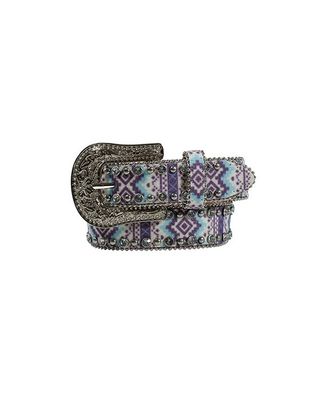 Angel Ranch Girl&#39;s Glitter Aztec Pattern Western Belt