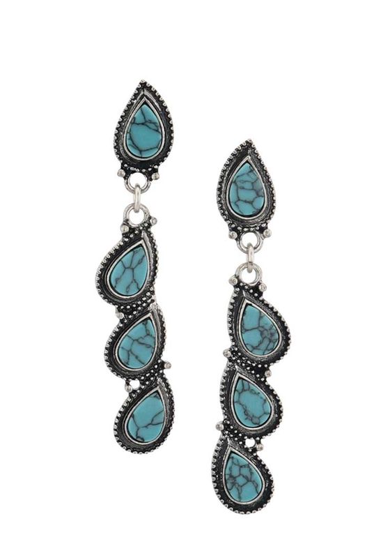 Turquoise Drops Attitude Earrings - MS