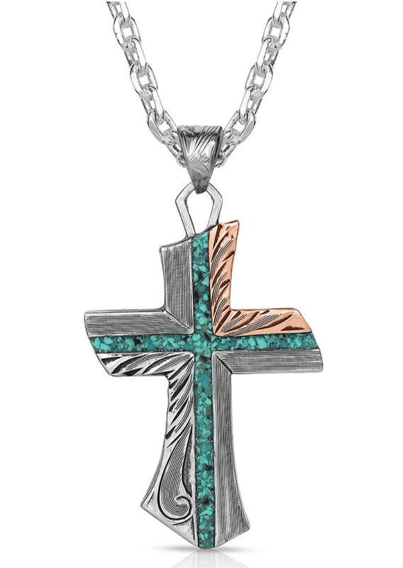 Inner Light Turquoise Cross Necklace - MS