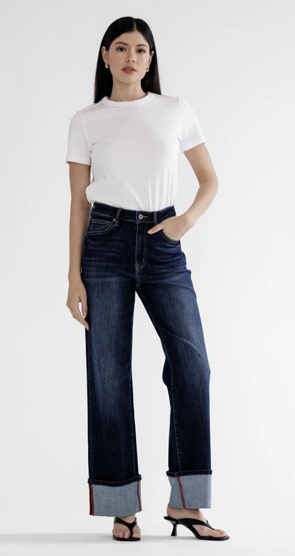 High-Rise Wide Leg With Cuff Hem