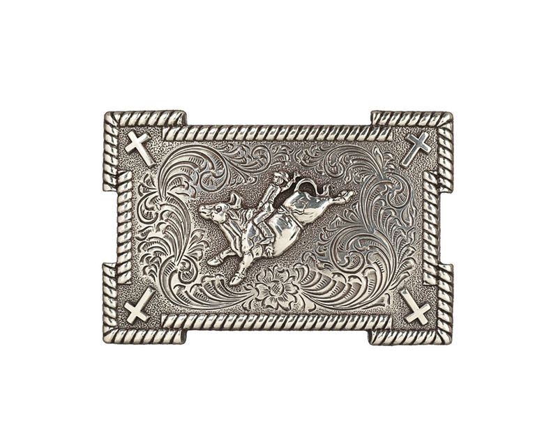 Nocona Boy’s Bull Rider Rectangle Buckle with Crosses