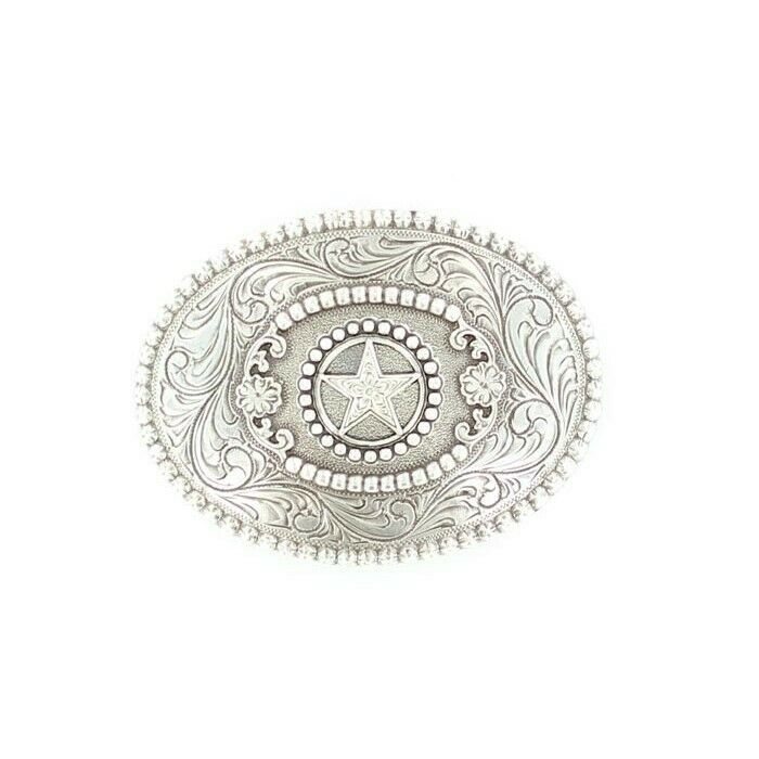Nocona Silver Star &amp; Filigree Swirl Belt Buckle