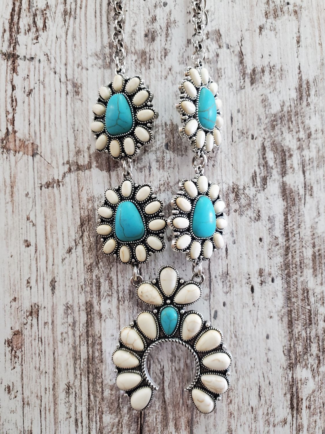 Silver Strike Turquoise &amp; White Necklace Set