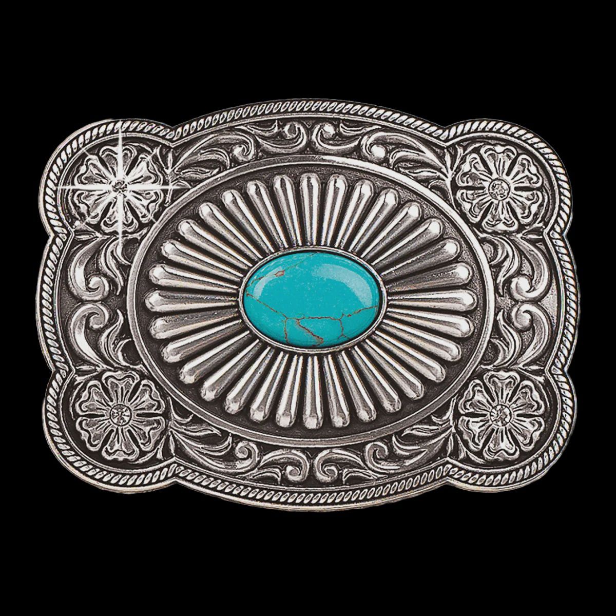 Blazin Roxx Ladies Silver &amp; Turquoise Belt Buckle