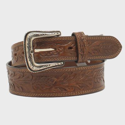 Nocona Mens Tooled Floral Brown Belt