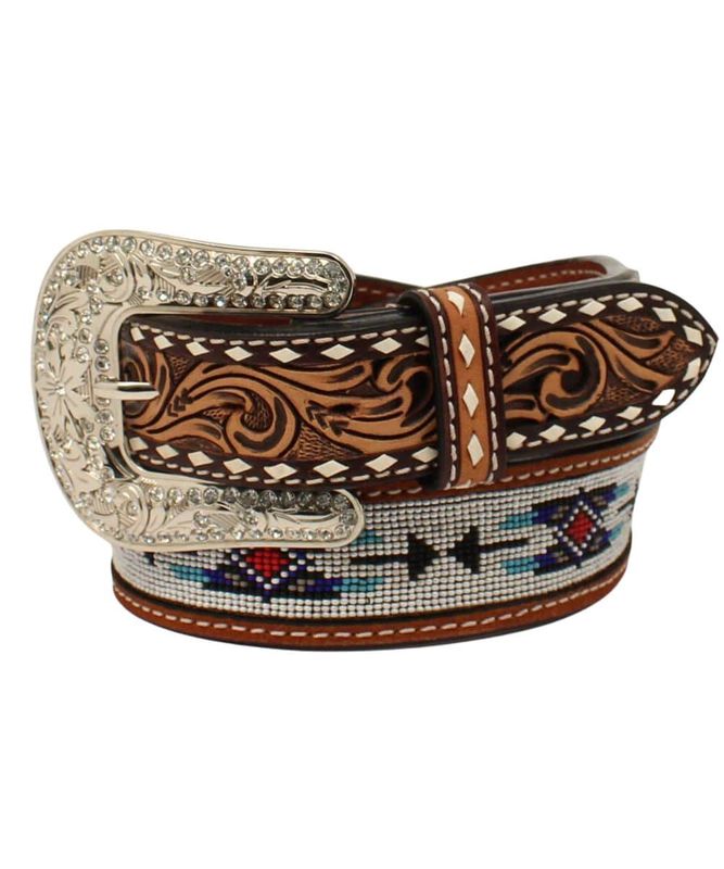 Angel Ranch Women&#39;s Beaded Inlay Western Belt