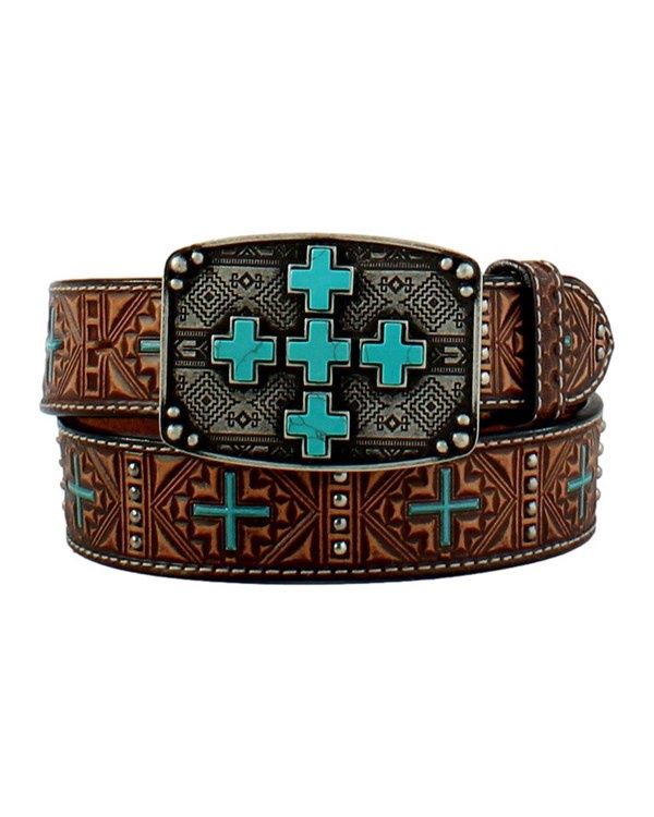 Angel Ranch Studs Cross Women&#39;s Brown Belt