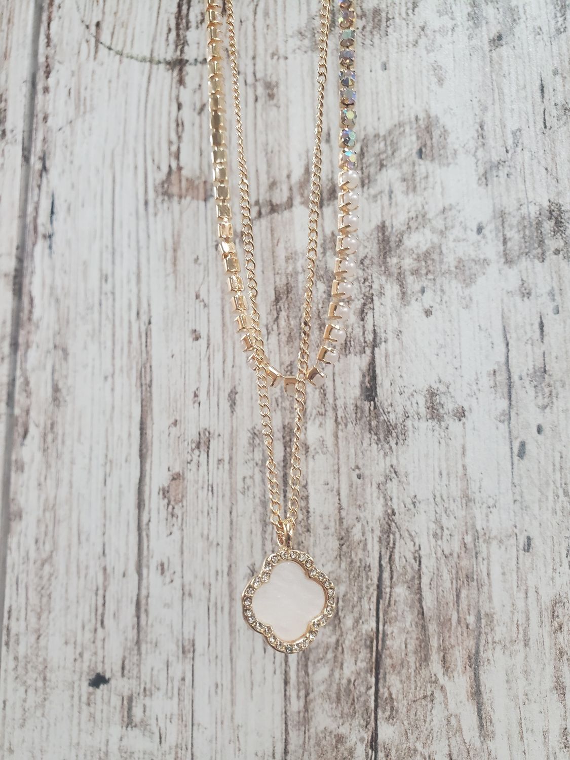 Blazin Roxx Pearl Crystal Chain Necklace &amp; Earring Set