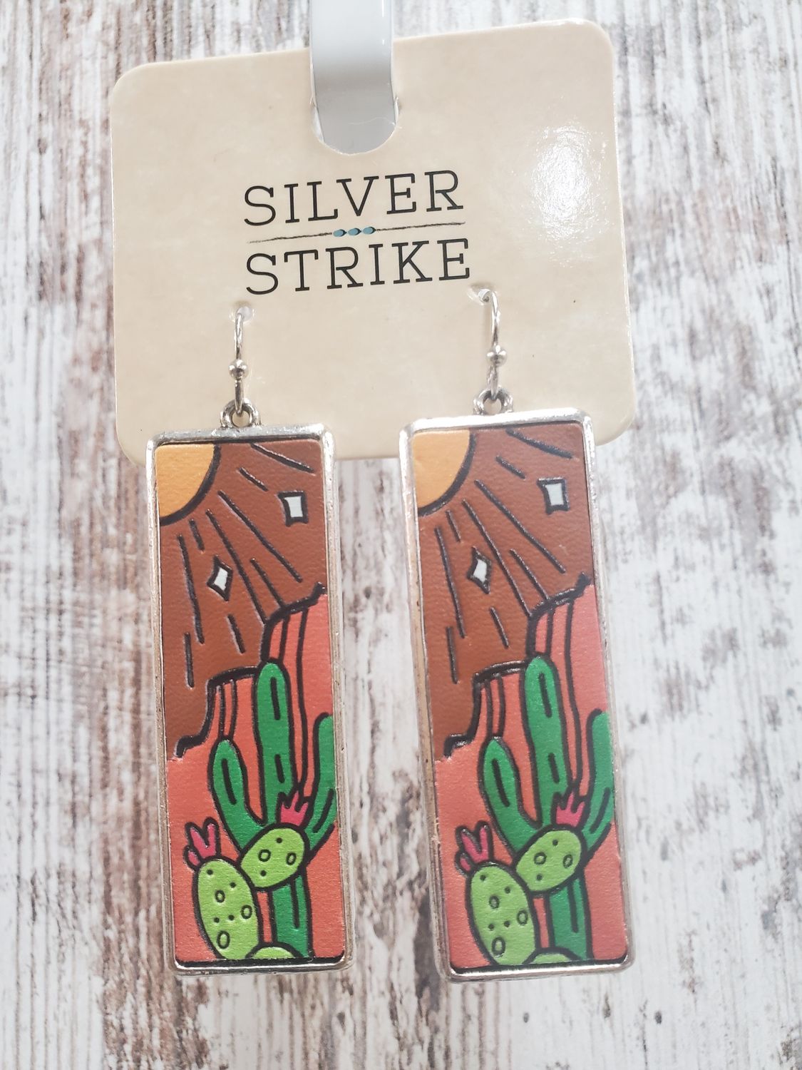 Western Earrings Womens Embossed Desert Scene