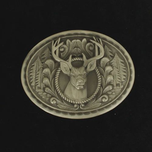Nocona Oval Smooth Edge Buckle Buck In Center
