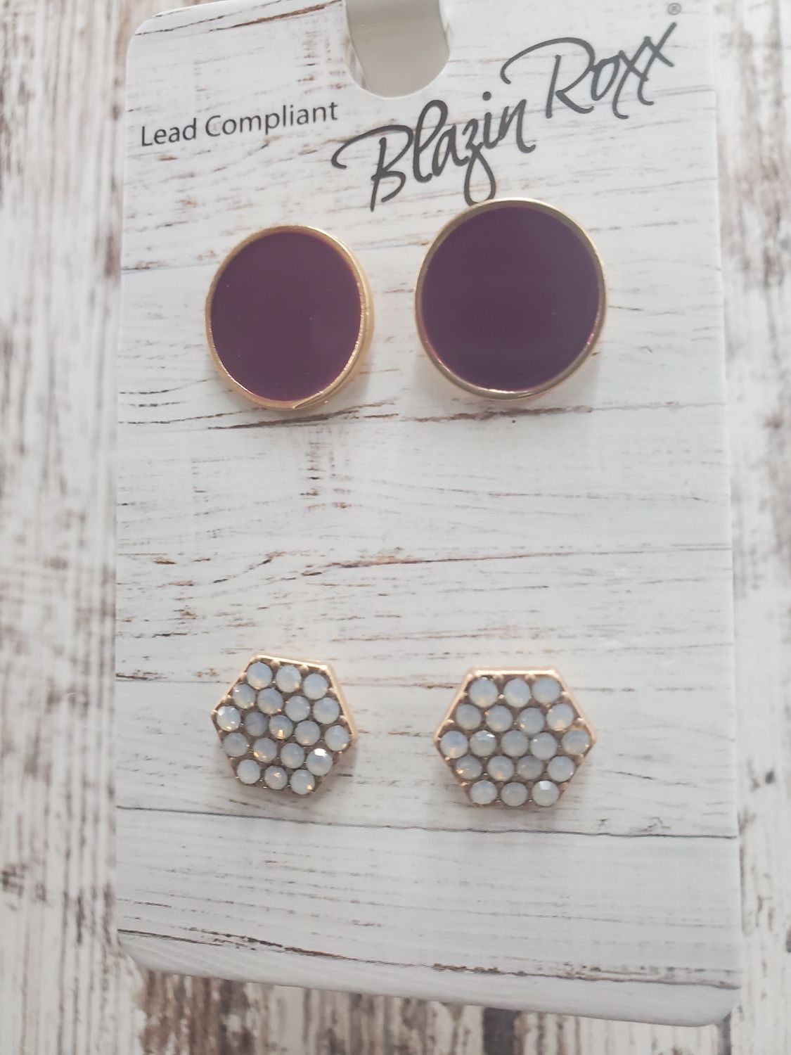 Blazin Roxx Hexagon Earring Set