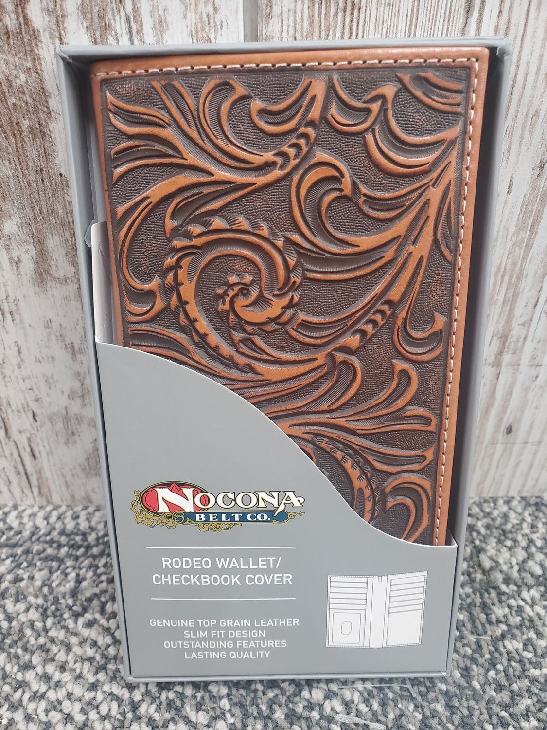 Nocona Rodeo Wallet/Checkbook Cover Tooled Scroll