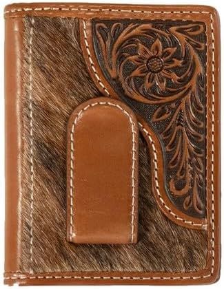 Nocona Bifold Money Clip Calf Hair Tooled Tab Wallet