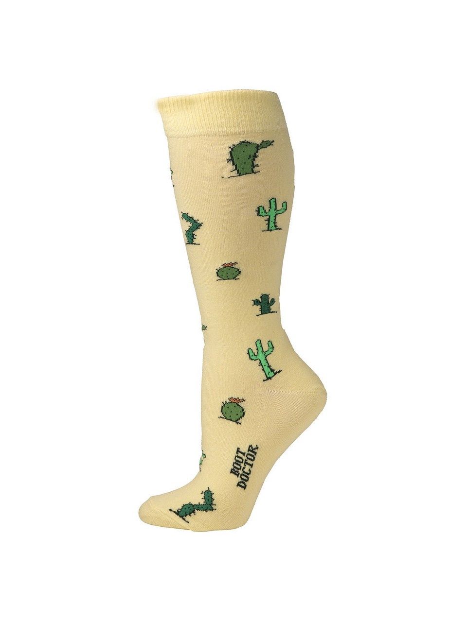 Boot Doctor Women&#39;s Yellow Cactus Over the Calf Crew Socks