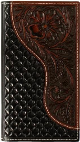 Nocona Western Wallet Mens Rodeo Basketweave Embossed Brown
