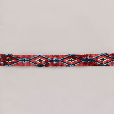 Beaded Black Red Aztec Hatband