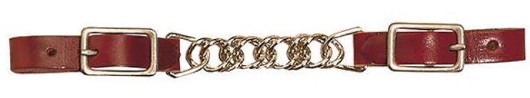 Latigo Leather 3-1/2&quot; Single Flat Link Chain Curb Strap