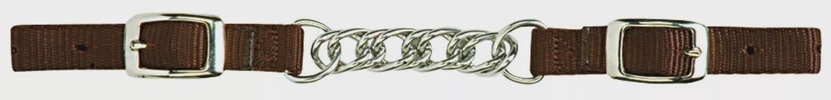 Nylon Curb Strap with 3-1/2&quot; Flat Link Chain