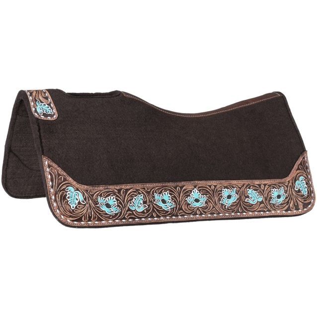 Floral Tooled Contour Felt 3/4&quot; Saddle Pad, 31&quot;x32&quot;