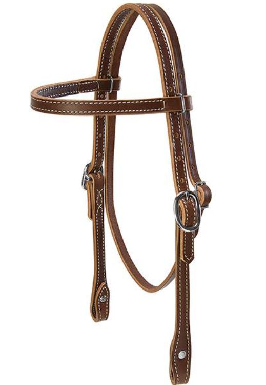 Pony Doubled and Stitched Harness Leather Browband Headstall