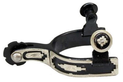 Toddler size black steel show spur with silver trim