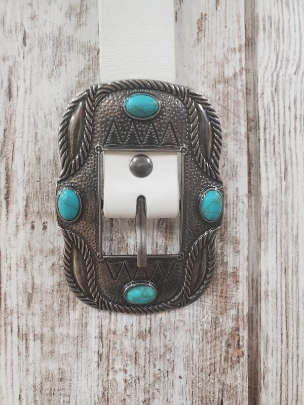 Women's Belt Hammered Silver &amp; Turquoise Conchos