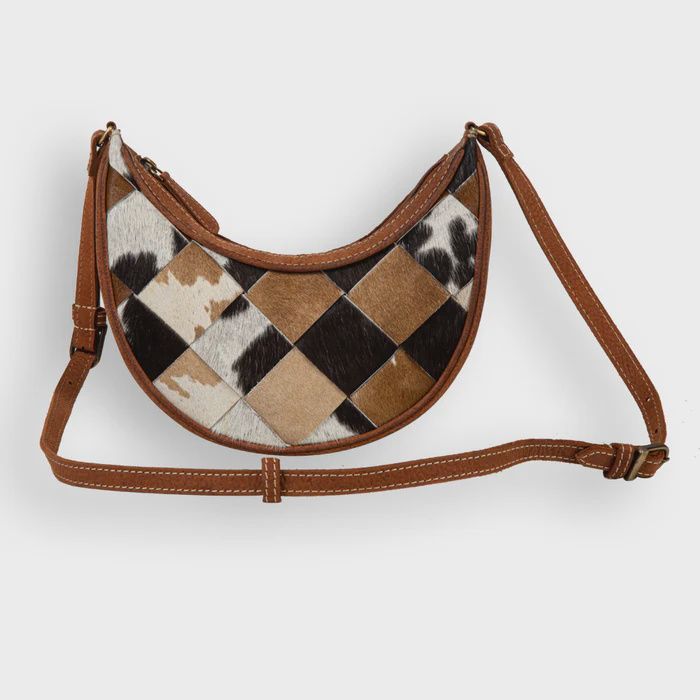 Pecos Rising Weave Pattern Swoop Bottom Leather Hairon Bag