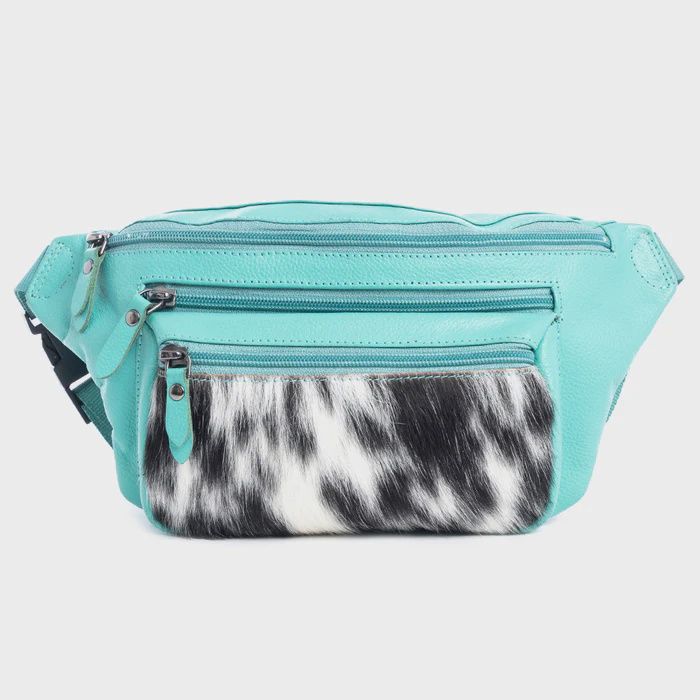 Turquoise With Hair On Hide Fanny Pack