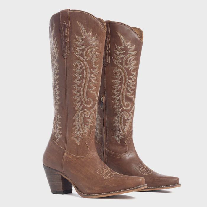 Syllvia Prairie Leather Boots in Bourbon Brown