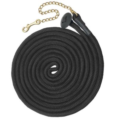 Rolled Cotton Lunge Line with Chain, Color: Black