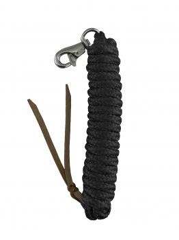 14&#39; Leather End Nylon Pro Braid Training Lead with Trigger Bull Snap, Color: Black