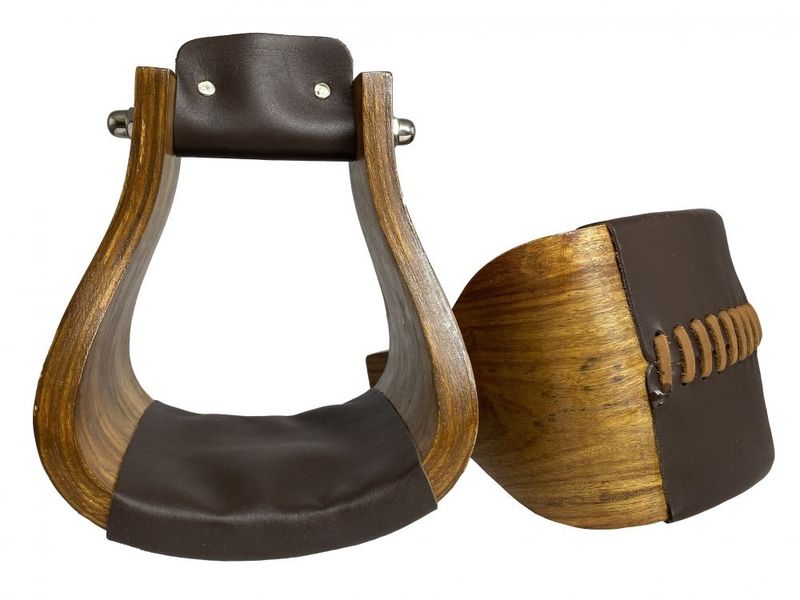 Extra Wide Polished Ashwood Wooden Stirrups