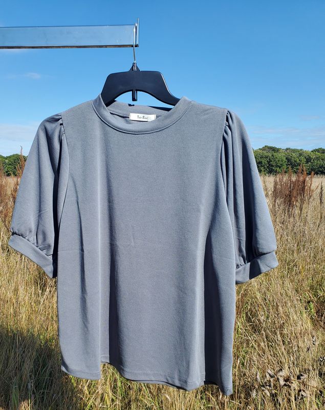 Women&#39;s Round Neck Puffy Sleeve  Modal Top