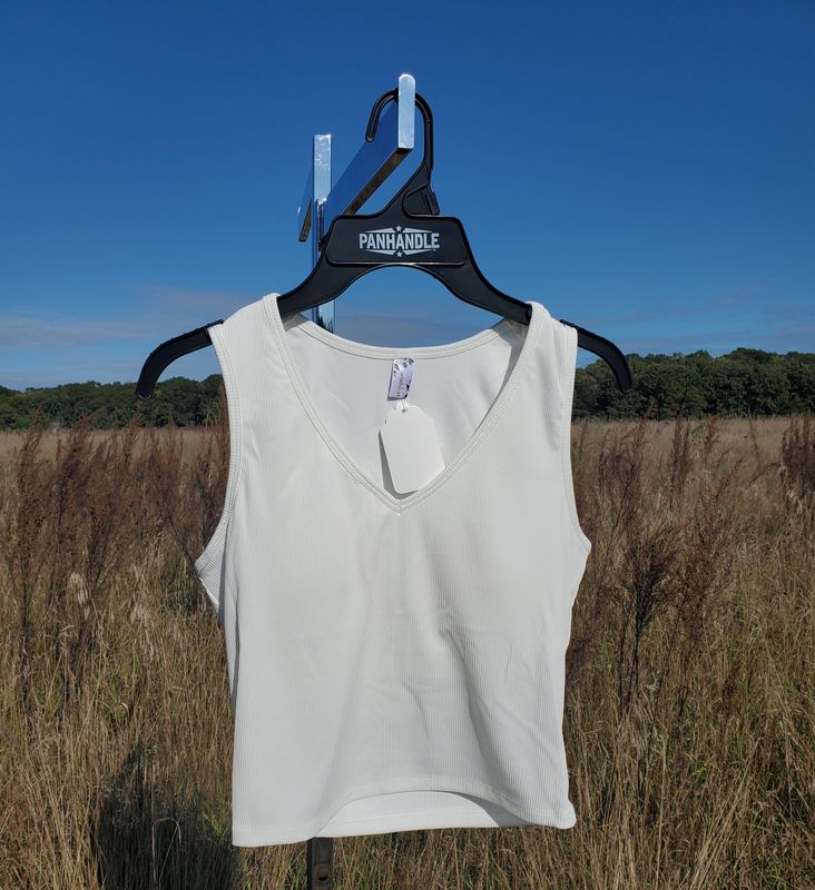 Ribbed Cropped Tank Top With Built-in Bra