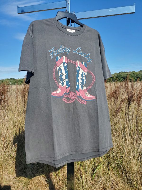 Women's "Feeling Lucky" Oversized Graphic Tee