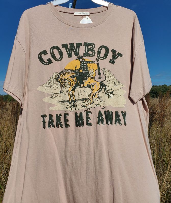 Women's "Cowboy Take Me Away" Oversized Graphic Tee